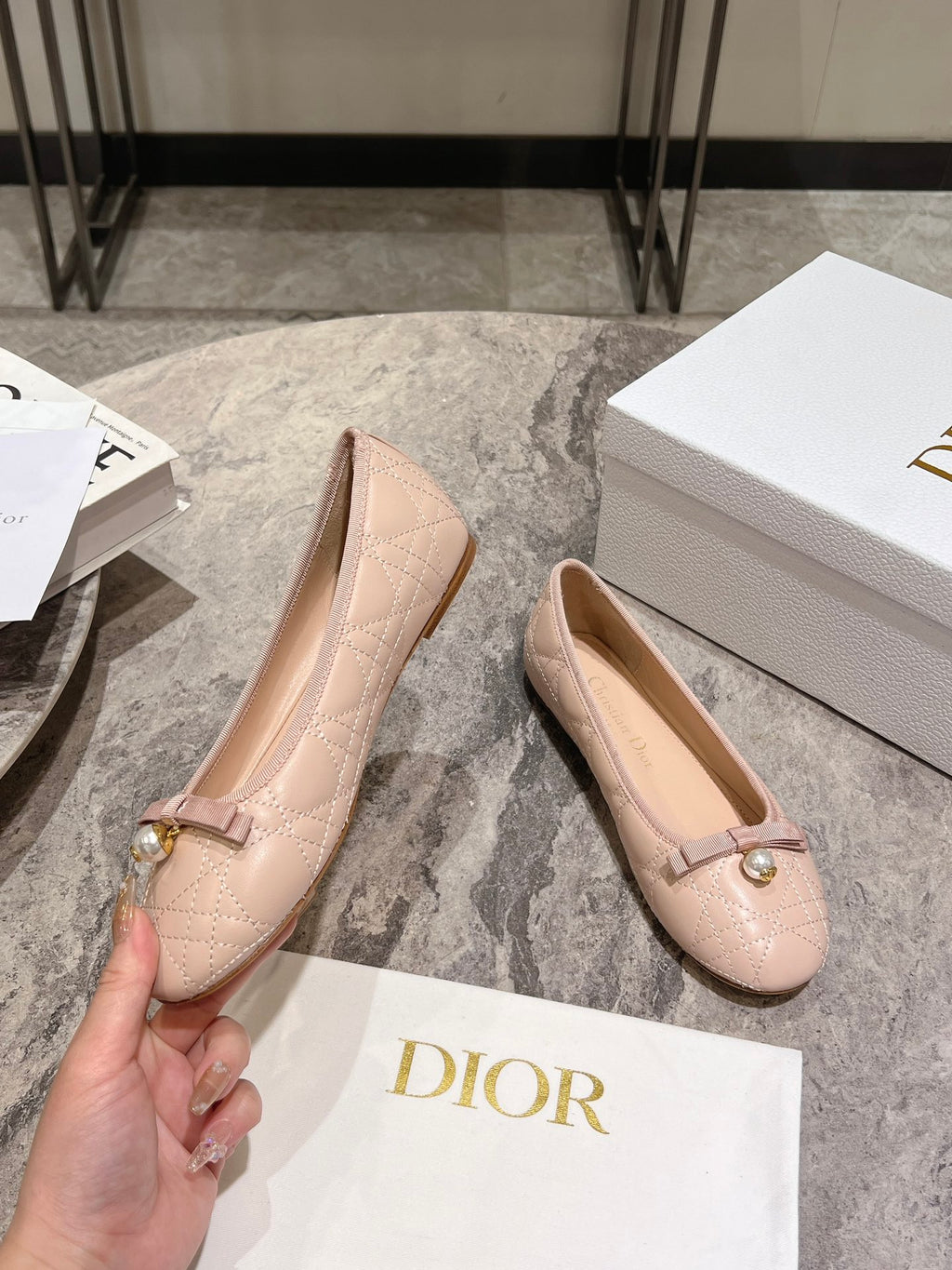 Nude Quilted Ballet Flat