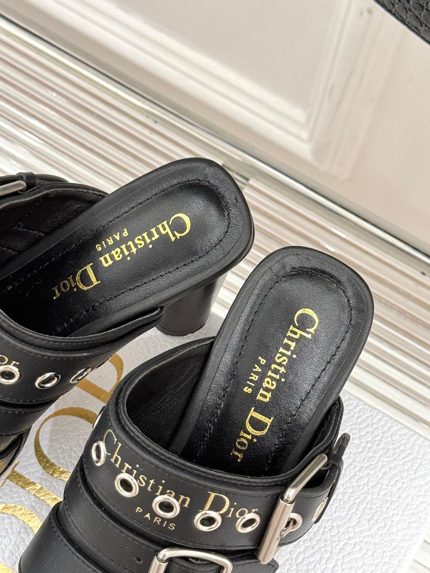 Black Punk Heeled Slide