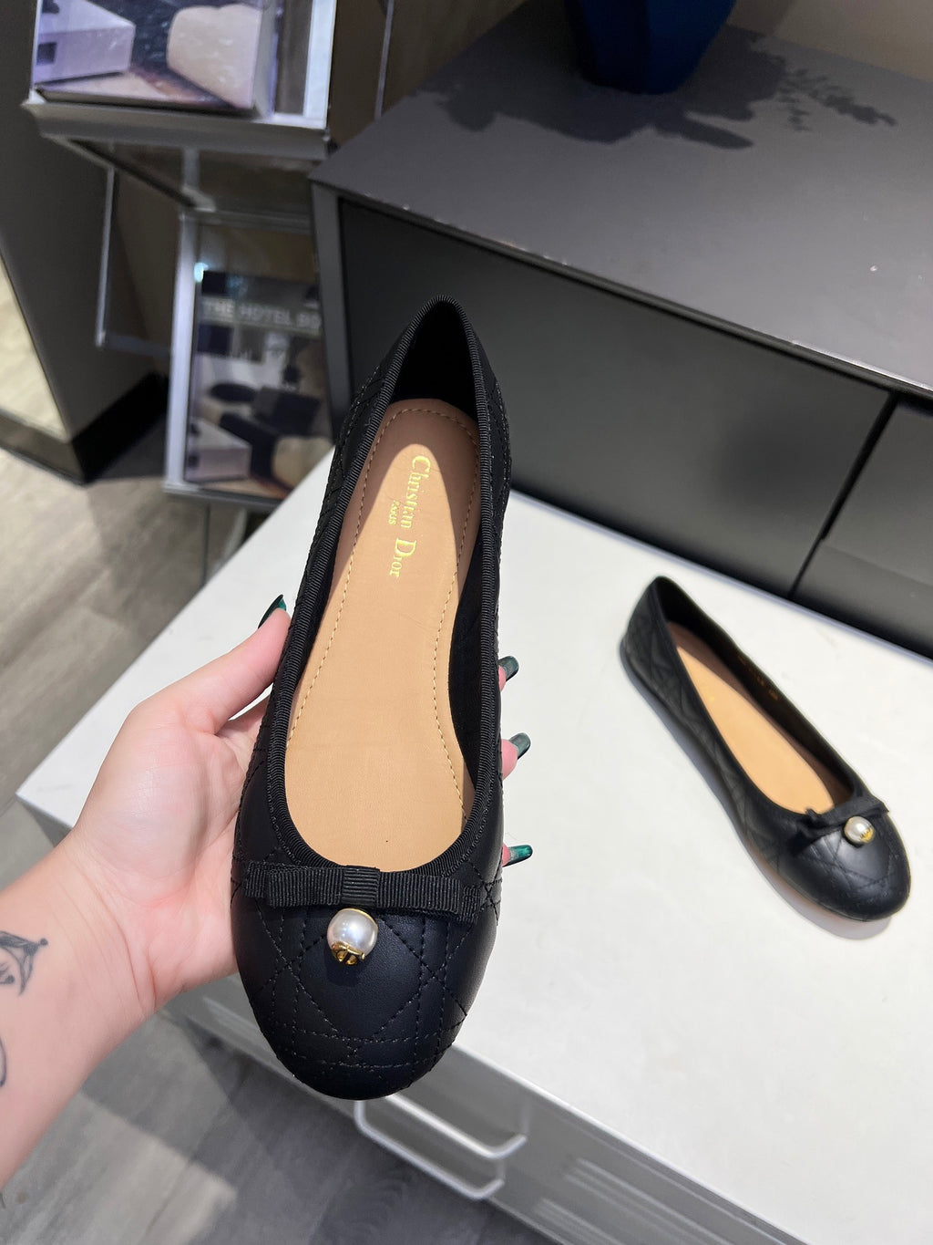 Black Quilted Ballet Flat