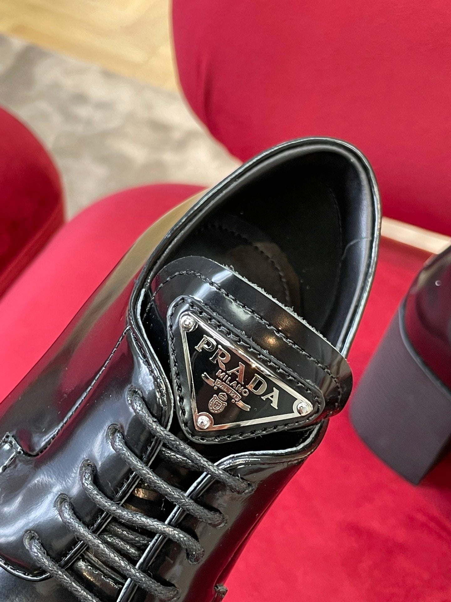 Black heeled brushed leather lace-ups