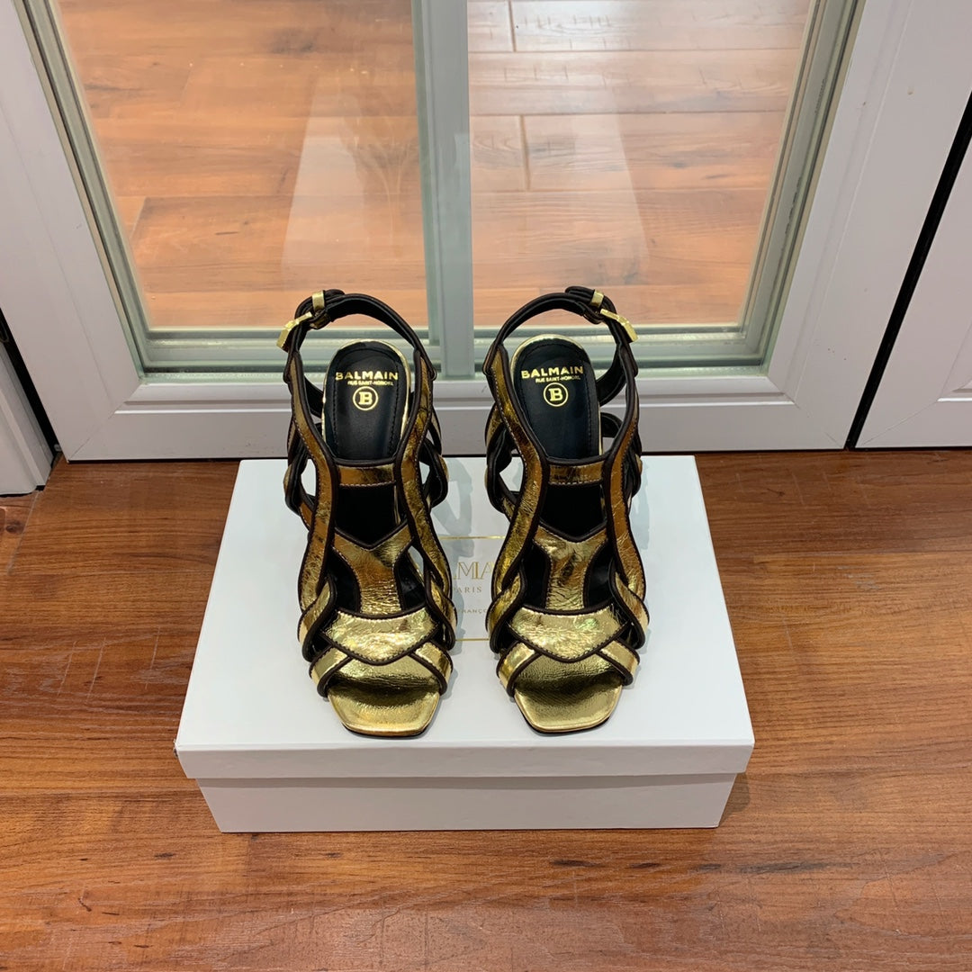 Gold & black BU strappy sandals