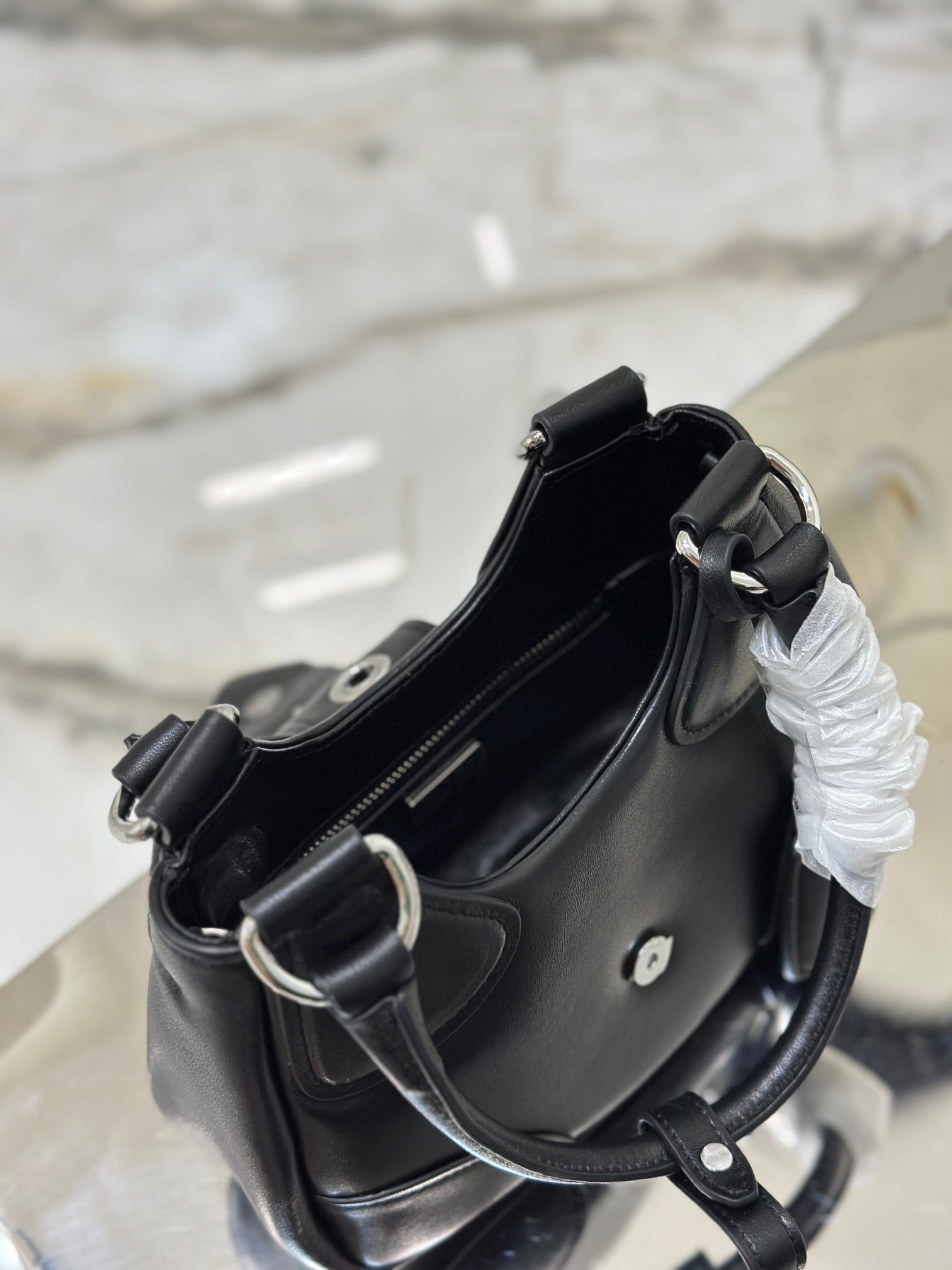 Black PM Padded Leather Bag