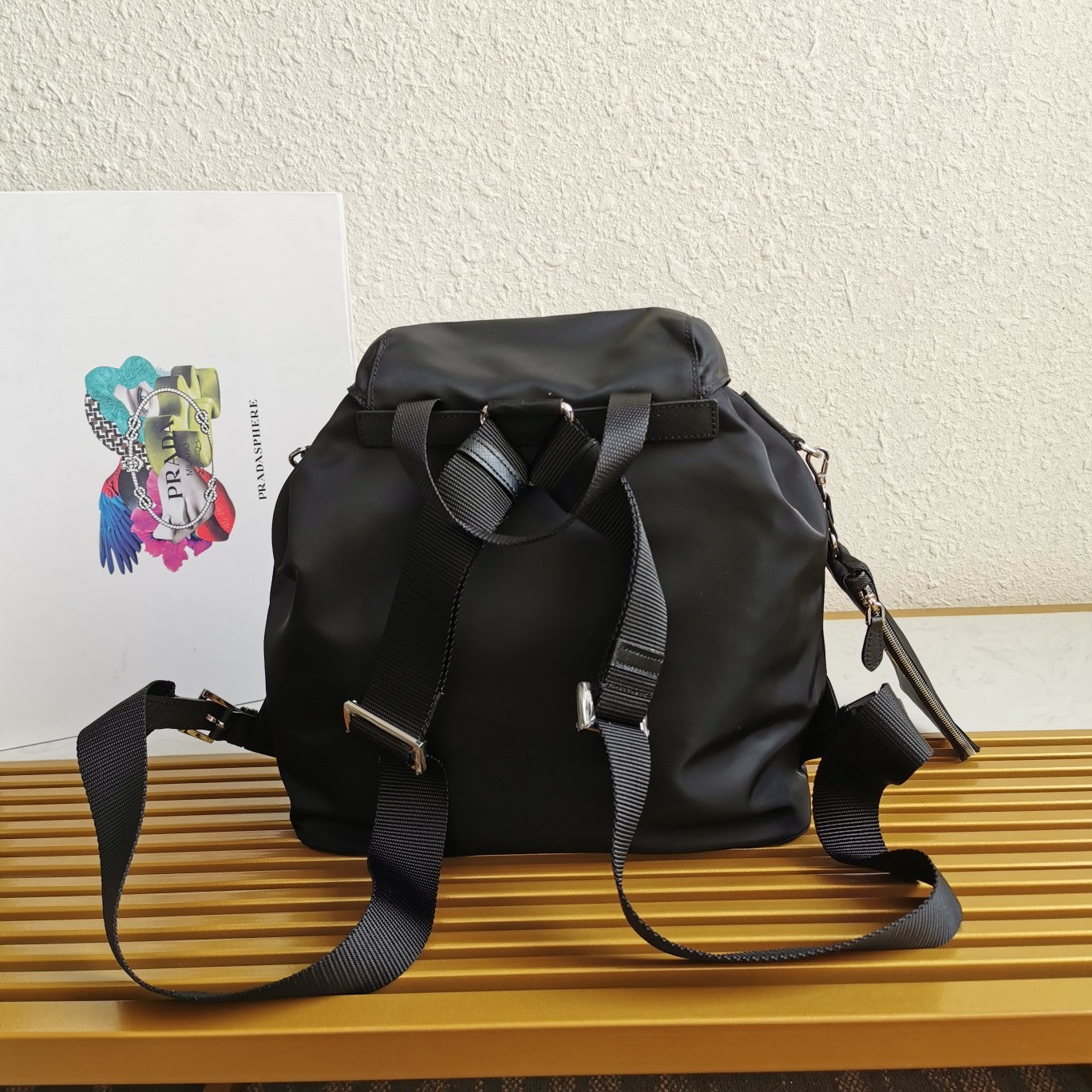 Black medium nylon backpack