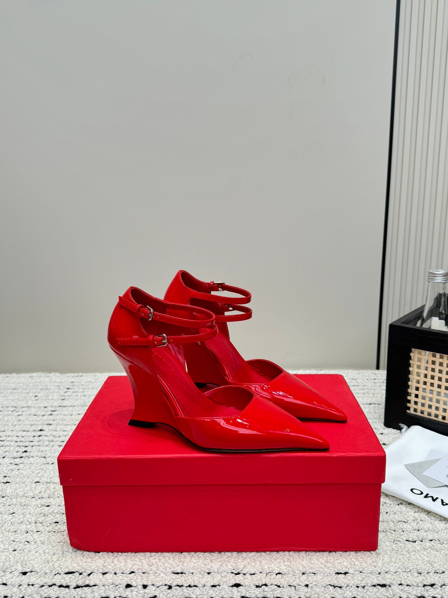 Flame Red Pump With Wedge Heel