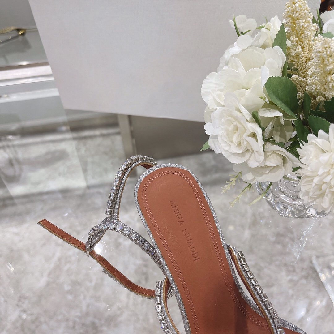 Silver AG embellished glitter sandals