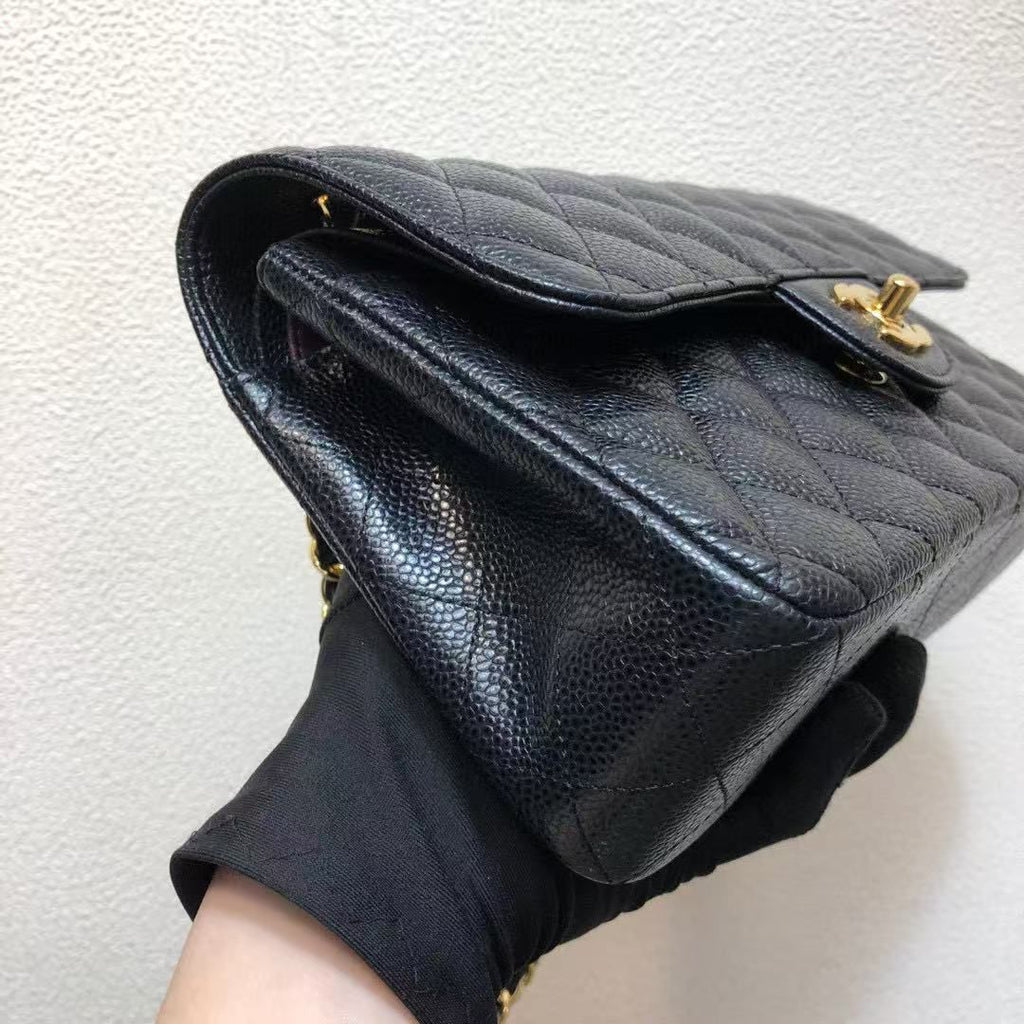 Black Classic Small C In Grained Leather