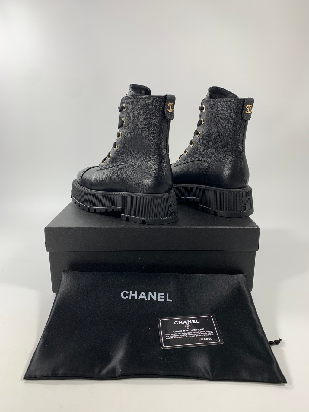 Black C Leather Ankle Boots