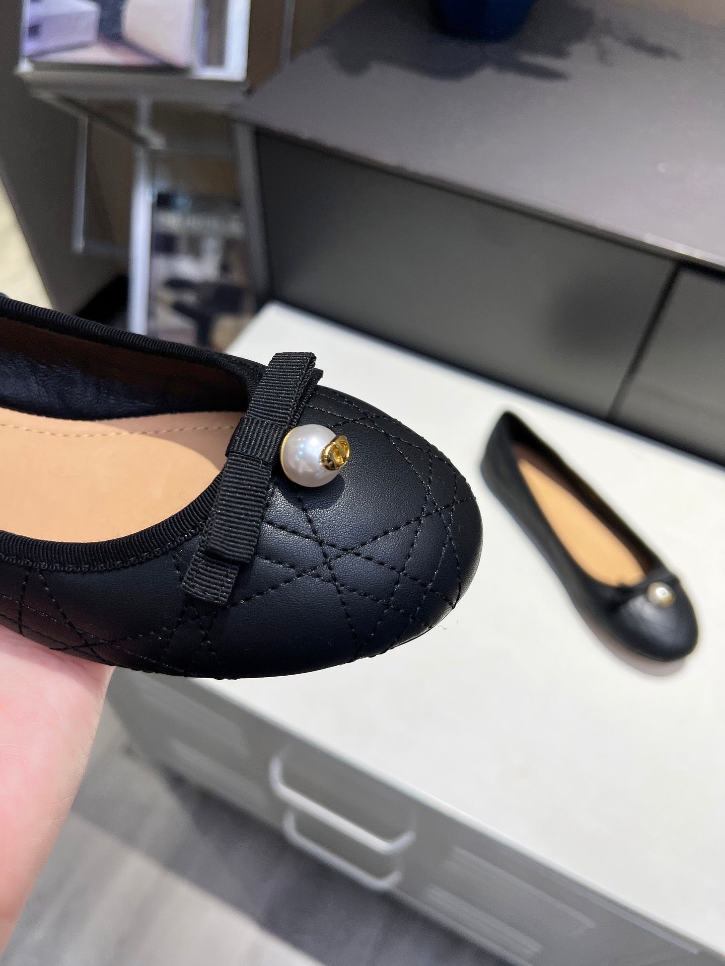 Black Quilted Ballet Flat