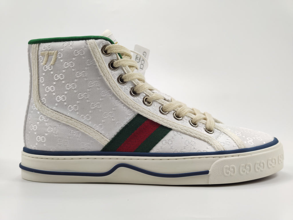 Women's White tennis high top sneaker
