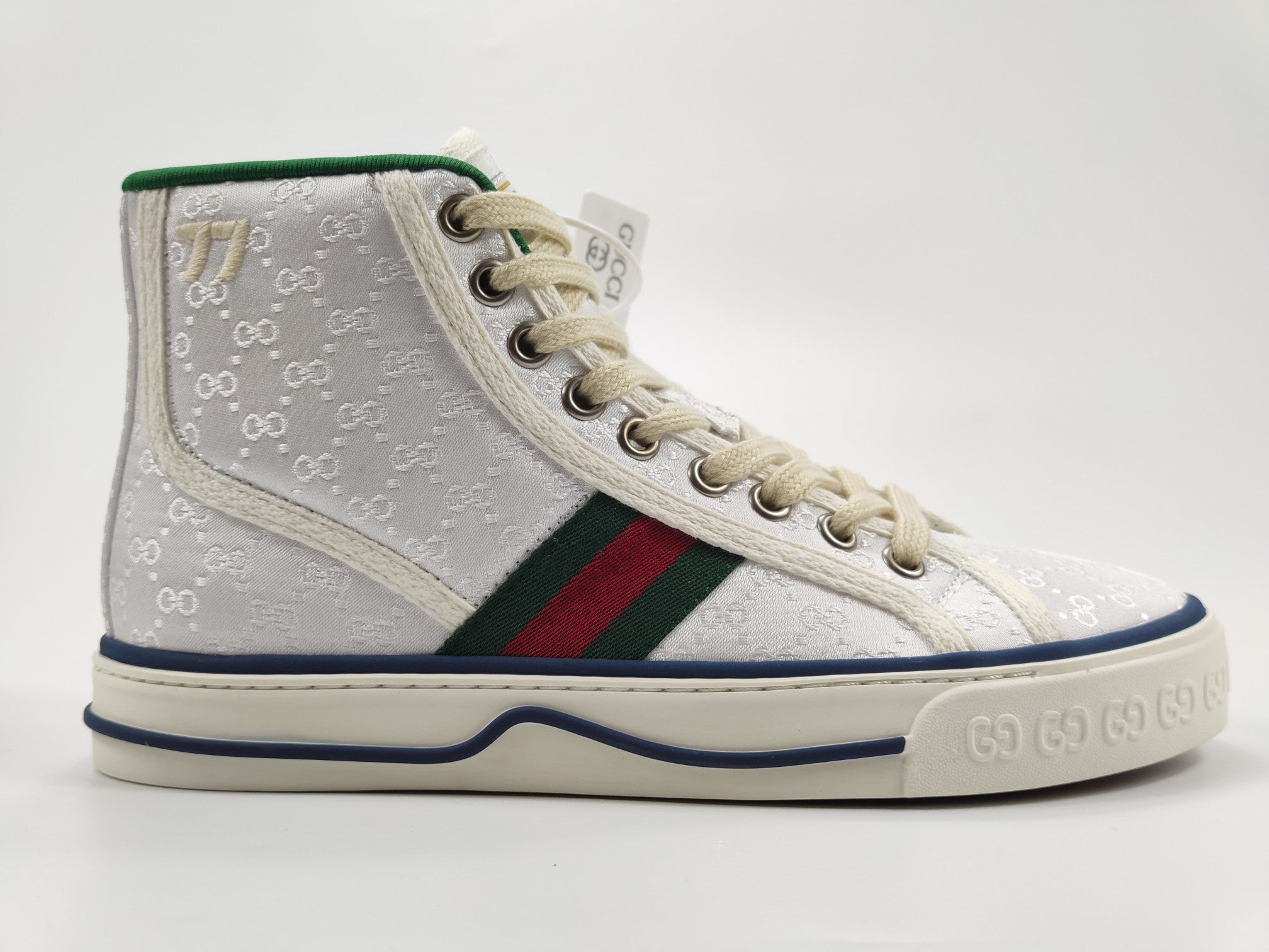 Women's White tennis high top sneaker