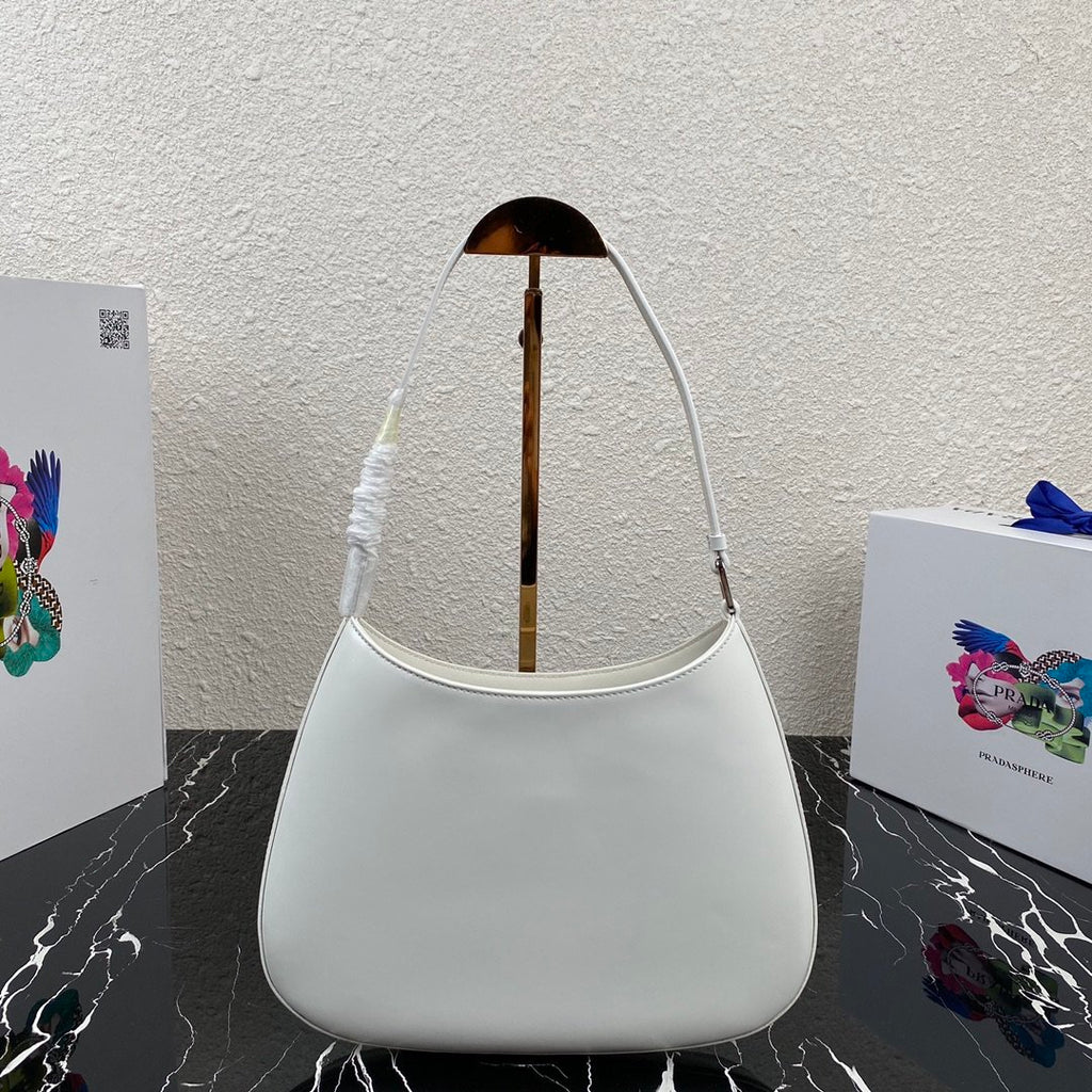 White PC brushed leather shoulder bag