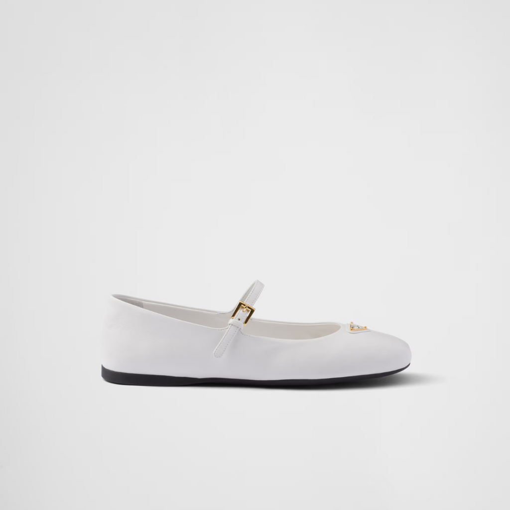 White P Leather Ballerinas