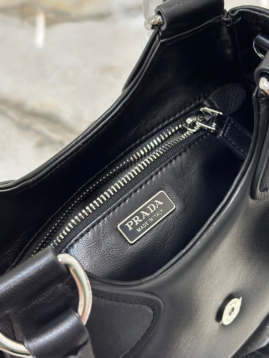 Black PM Padded Leather Bag