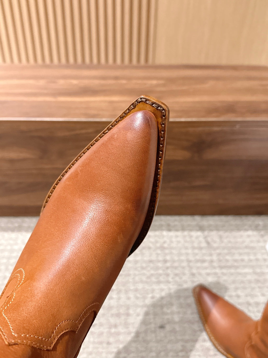 Cognac Heel-Less Western Boots