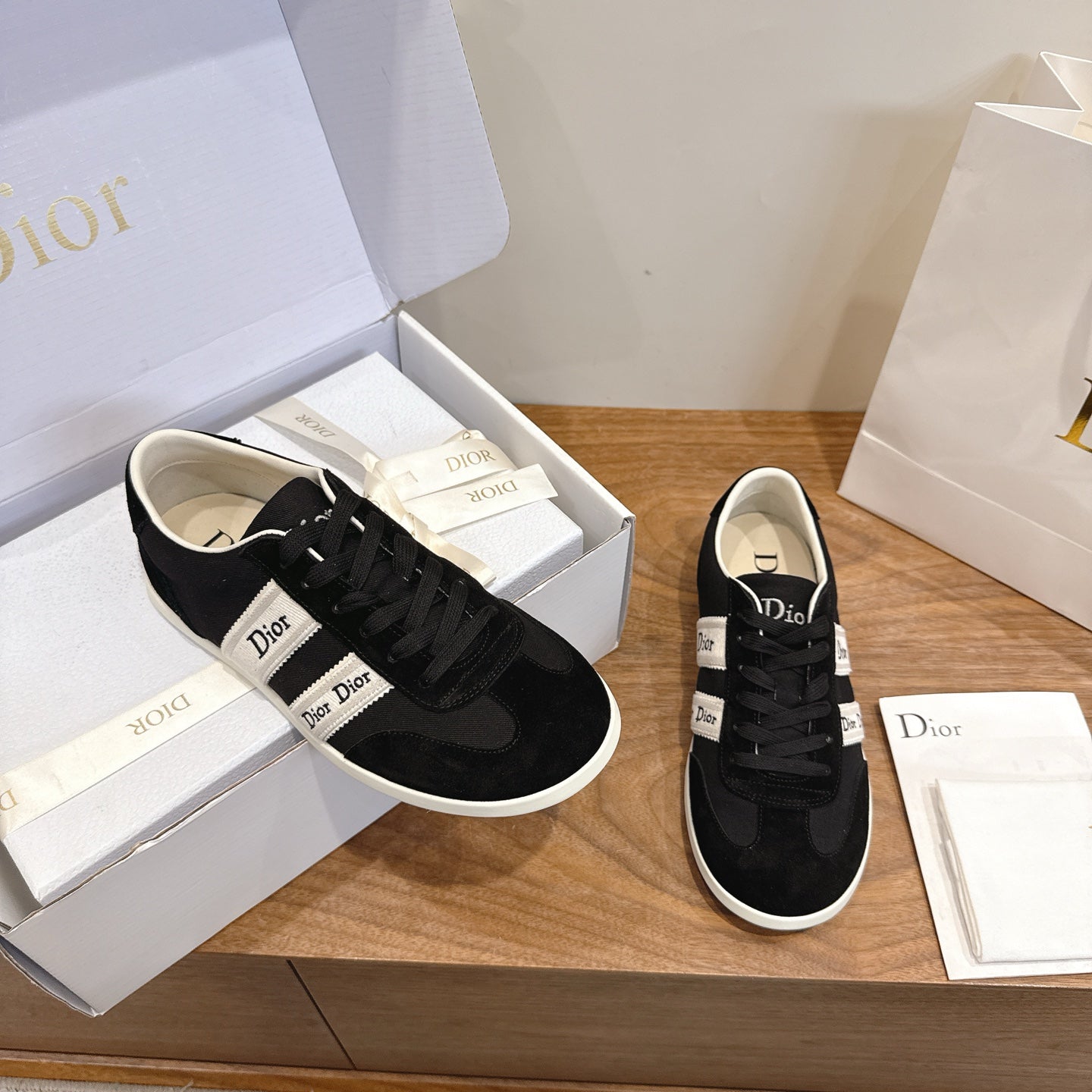 Black Suede Ribbon Sneaker