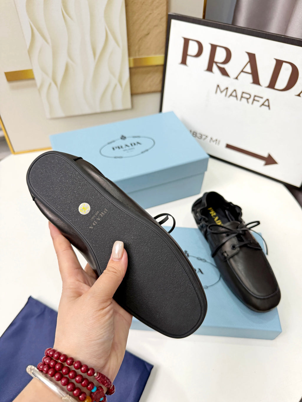 Black Shuffle Antiqued Leather Boat Shoes