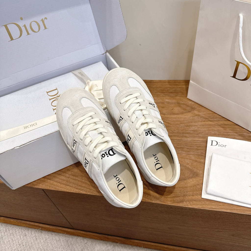 White Suede Ribbon Sneaker
