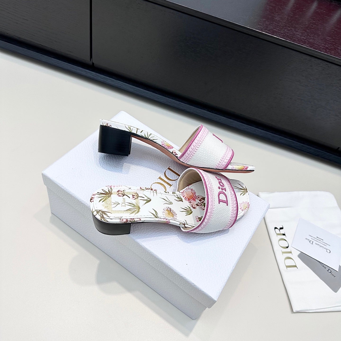 White & Songe Pink Dway Heeled Slide