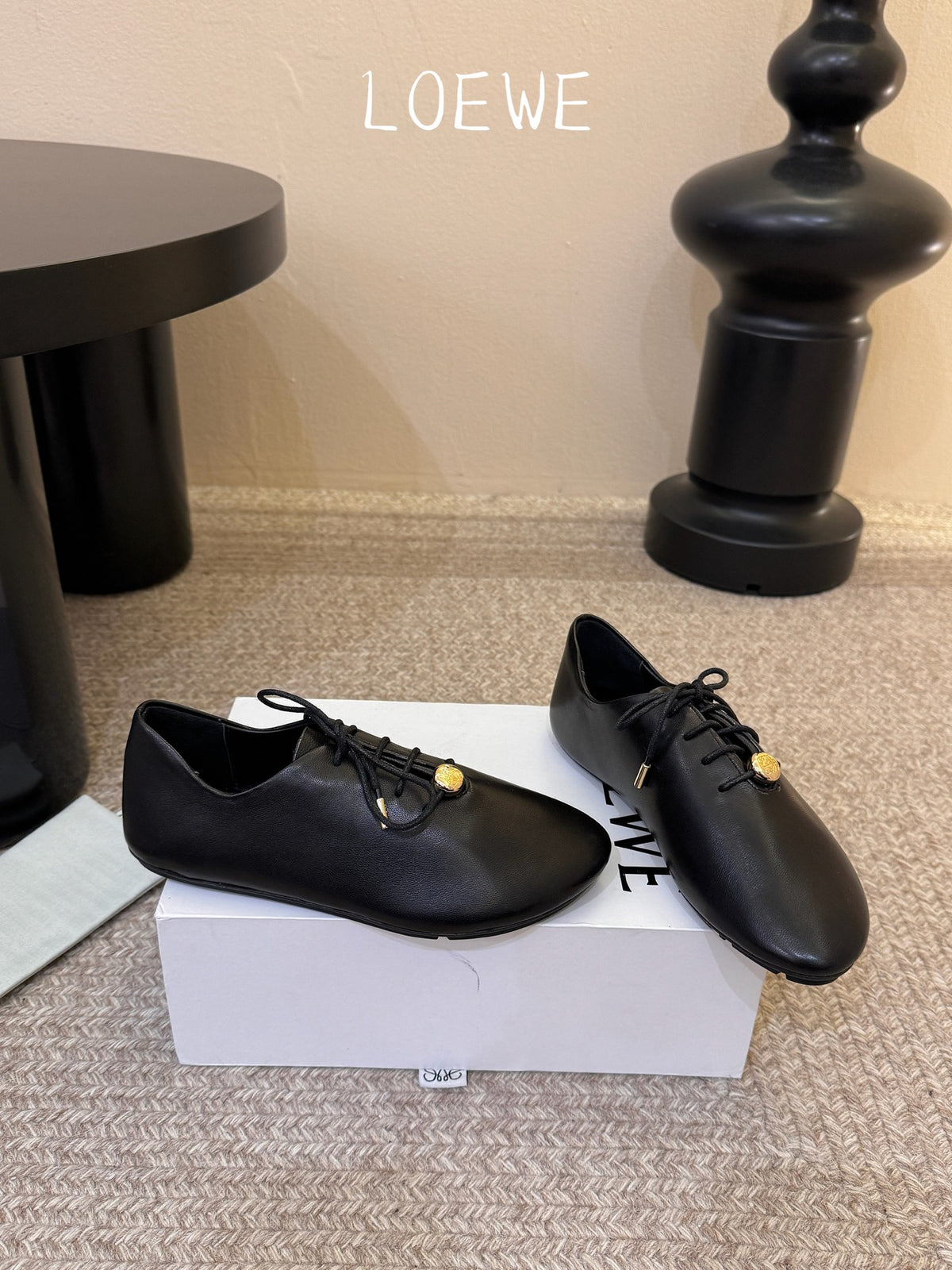 Black Pebble Soft Lace-Up In Leather