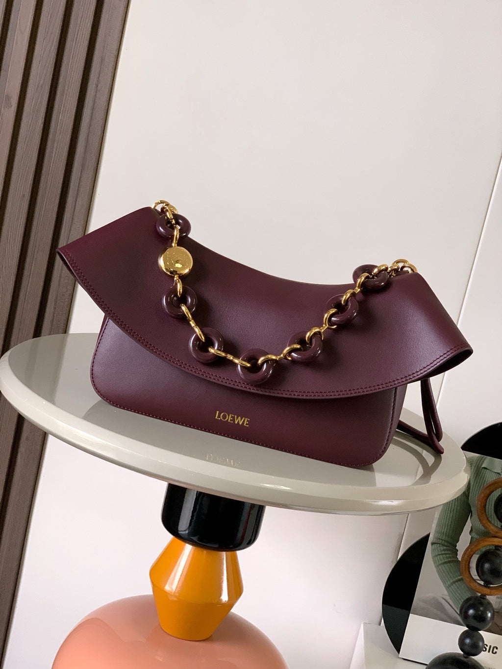 Dark Burgundy Medium Ola Bag In Leather
