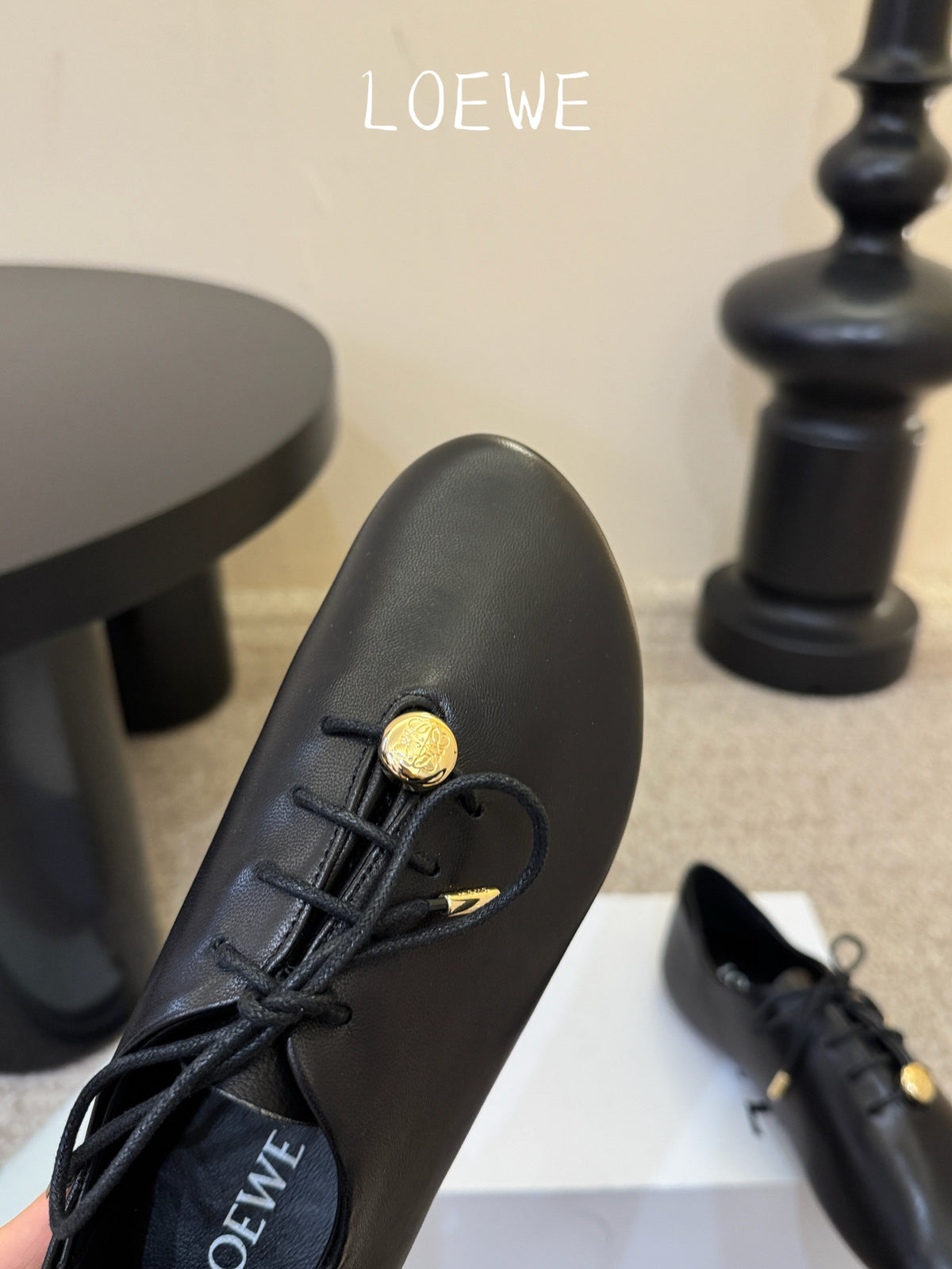 Black Pebble Soft Lace-Up In Leather