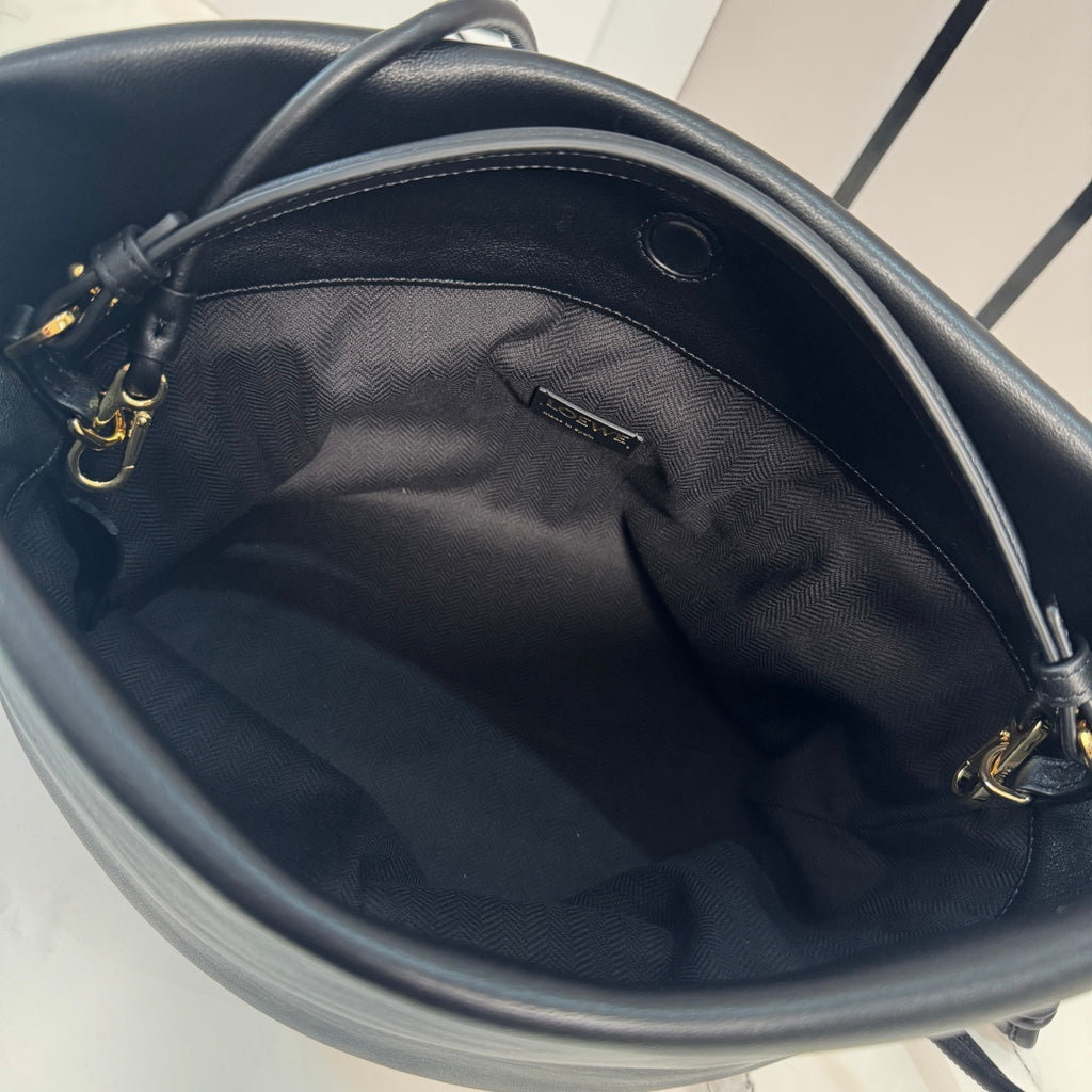 Black/Copper Red Flamenco Rolled Bag In Leather