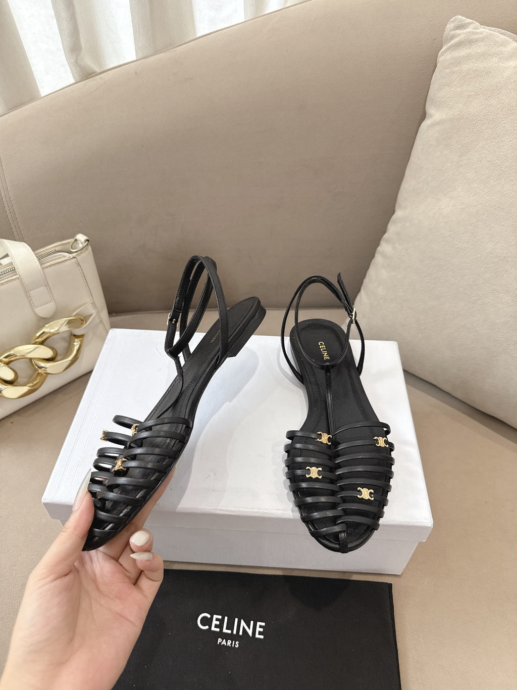 Black Cage Flat Sandal