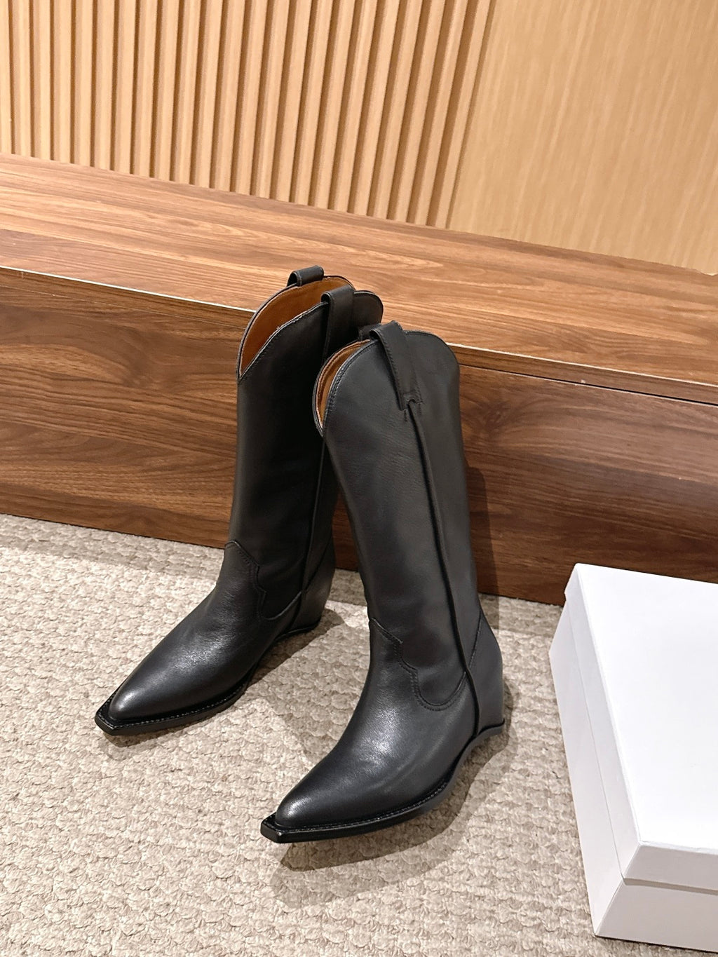 Black Heel-Less Western Boots