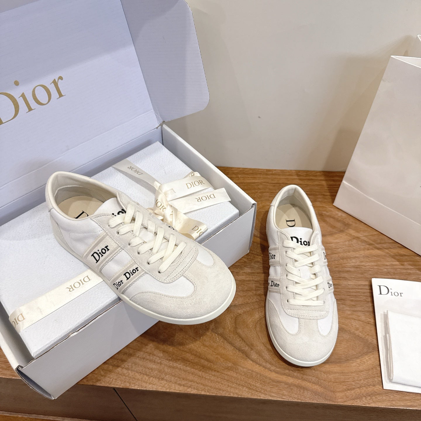 White Suede Ribbon Sneaker