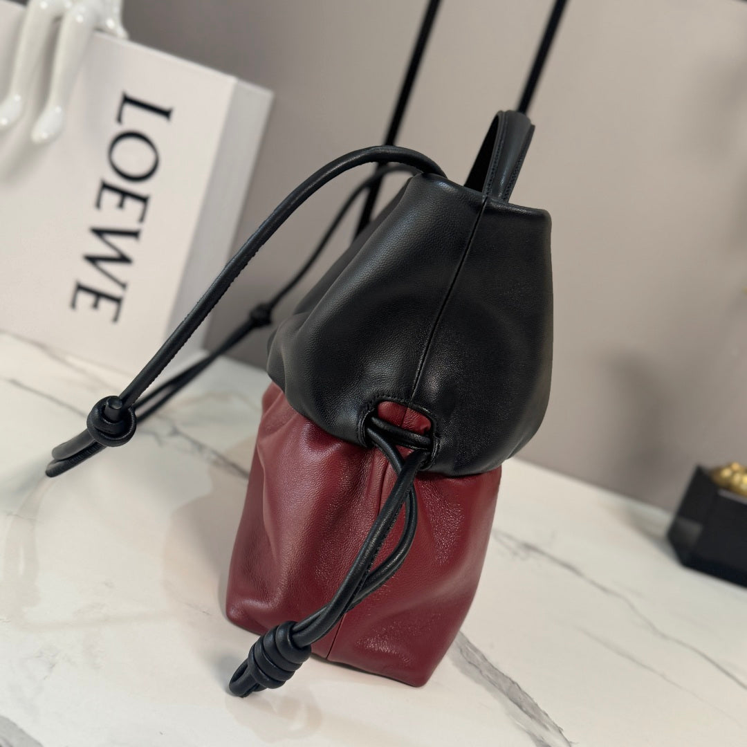 Black/Copper Red Flamenco Rolled Bag In Leather