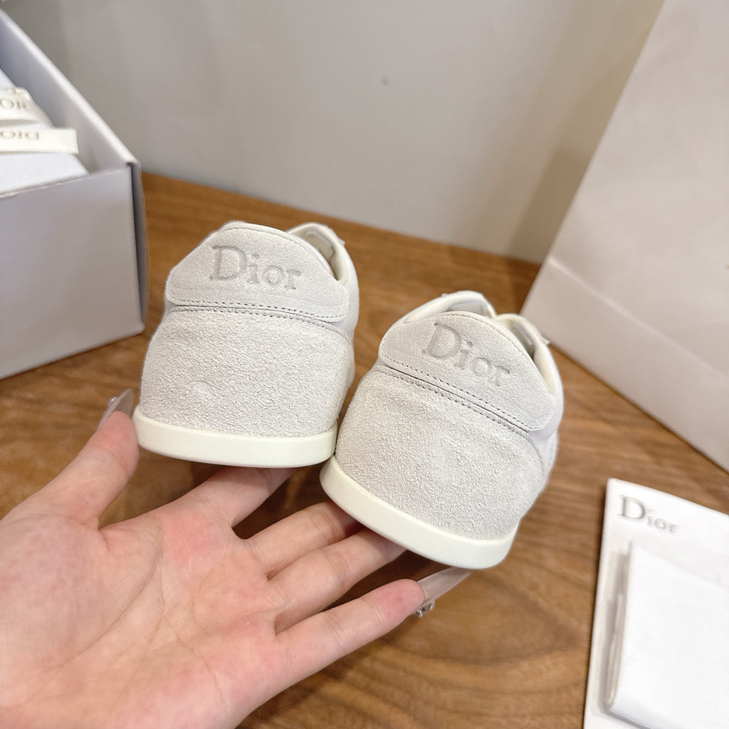 White Suede Ribbon Sneaker