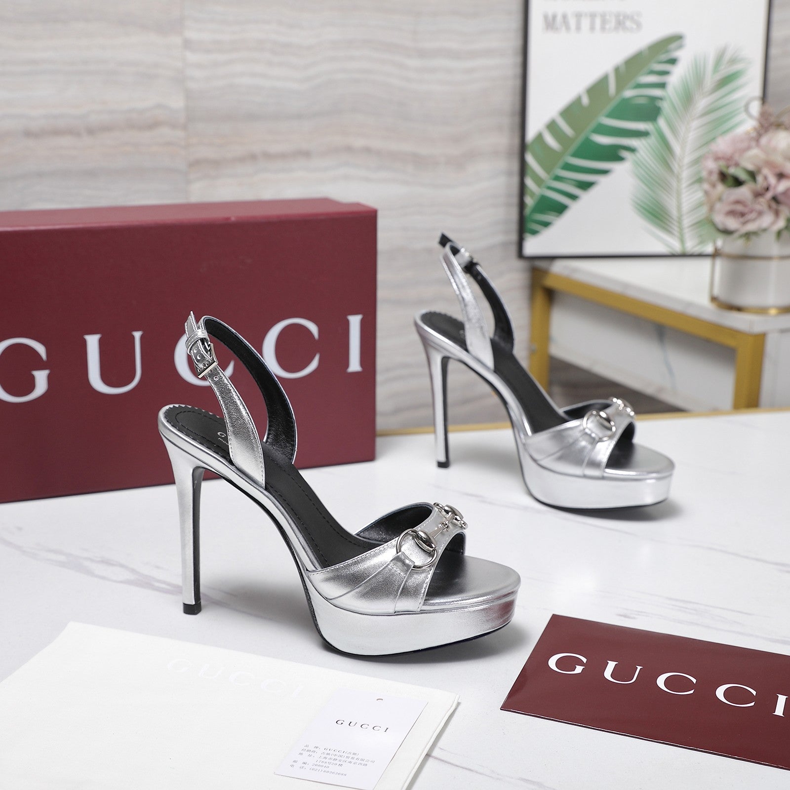 Metallic Silver Donna Platform Sandal