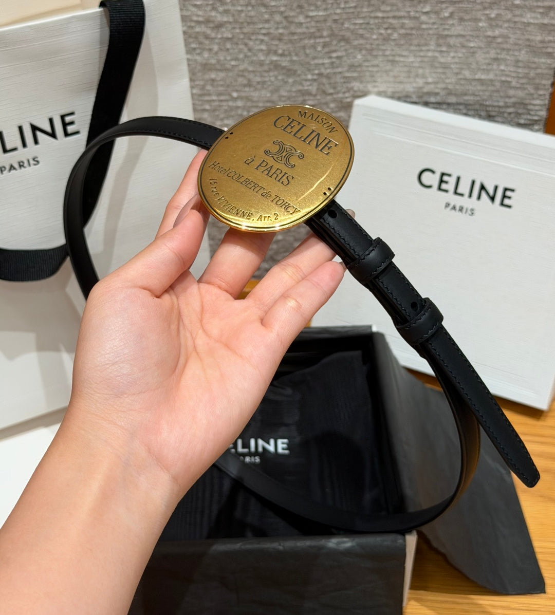 Black Maison Celine Belt In Leather