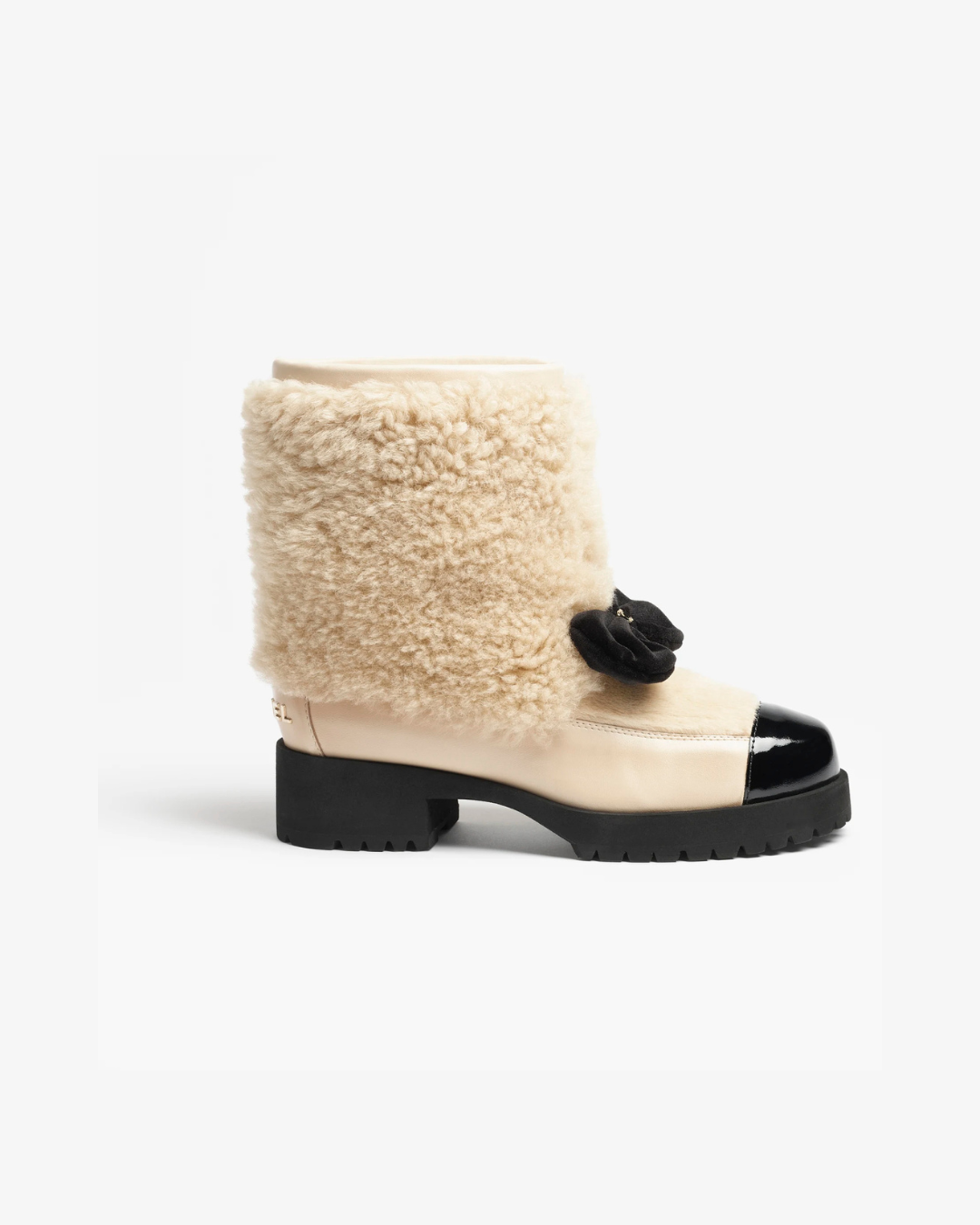 Beige & Black Short Boots