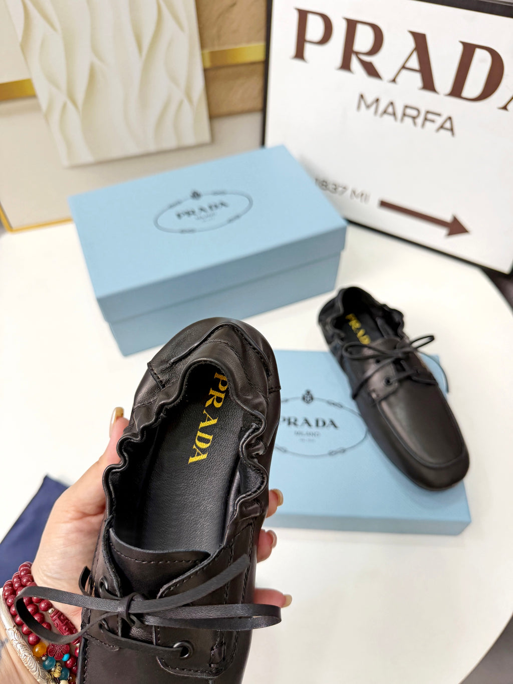 Black Shuffle Antiqued Leather Boat Shoes