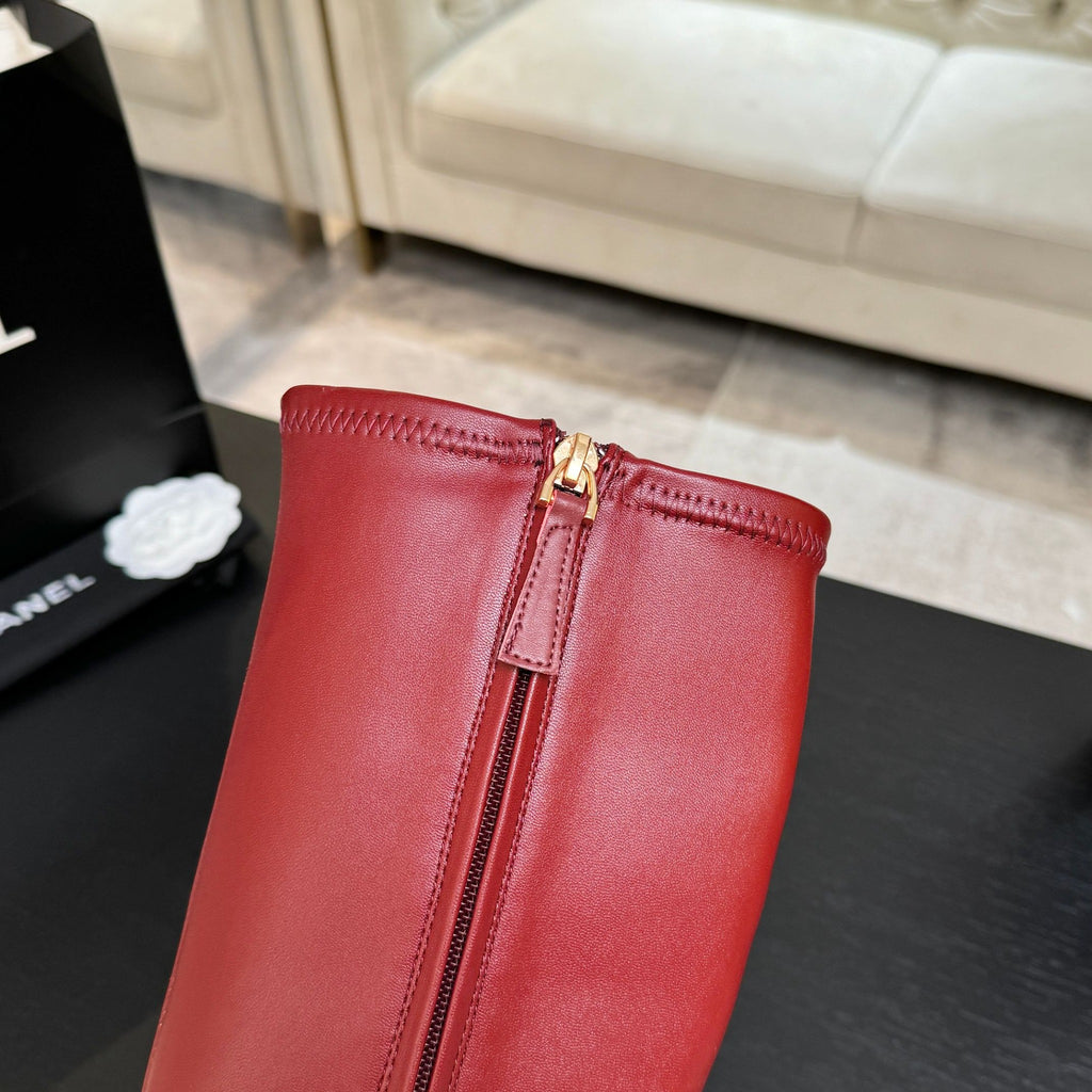Burgundy & Black High Boots - 9