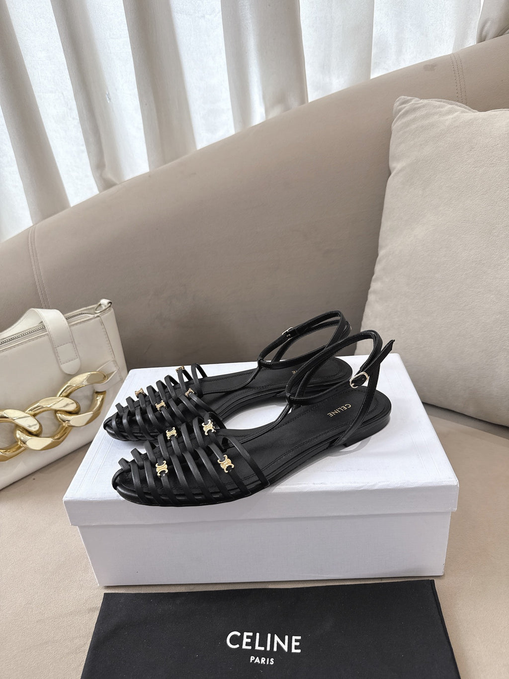 Black Cage Flat Sandal