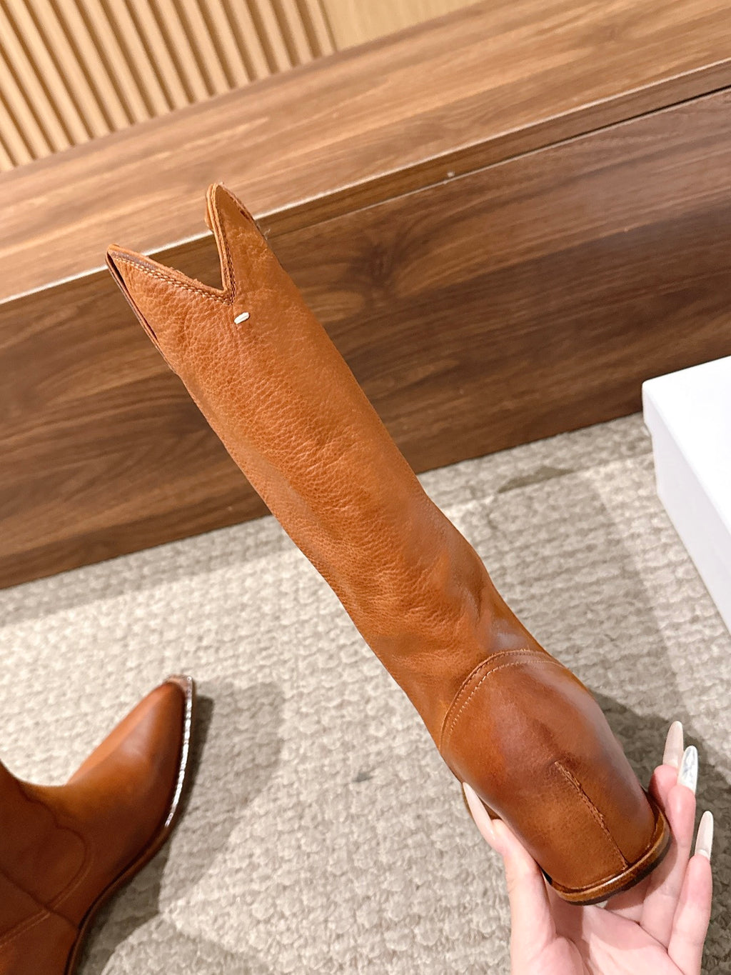 Cognac Heel-Less Western Boots