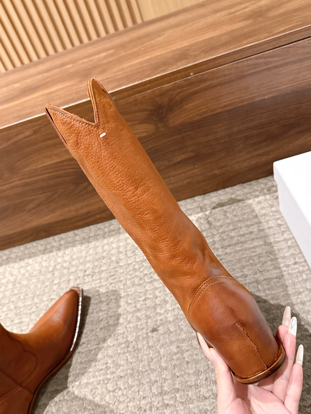 Cognac Heel-Less Western Boots