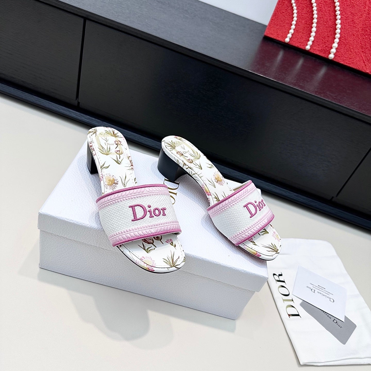 White & Songe Pink Dway Heeled Slide