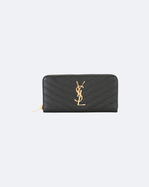 Black Zip-Around Wallet With gold-tone hardware