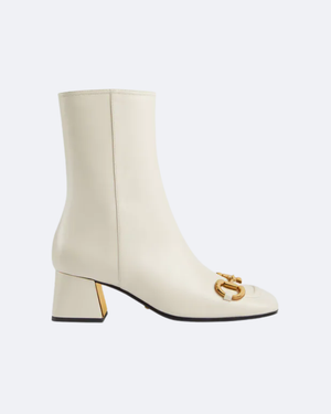 White GH mid-heel ankle boot