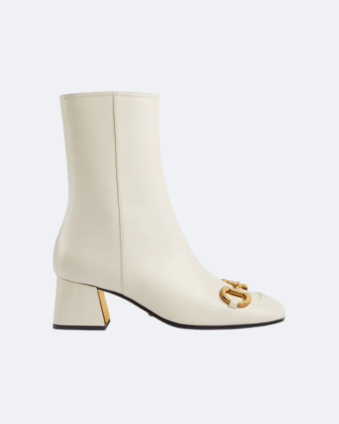 White GH mid-heel ankle boot