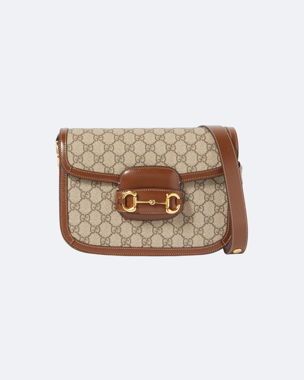 Beige & dark-brown GH medium printed coated-canvas shoulder bag