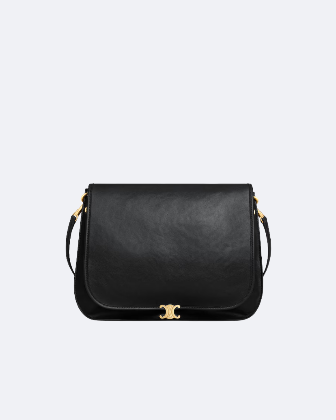 Black Soft Triomphe Besace In Supple Shiny Leather