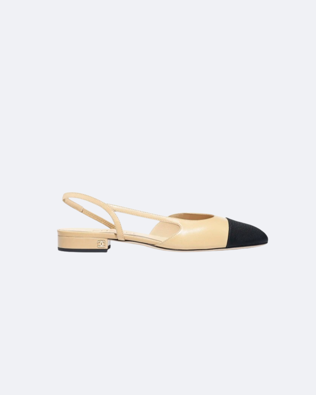 Beige & black CC flat sling-back