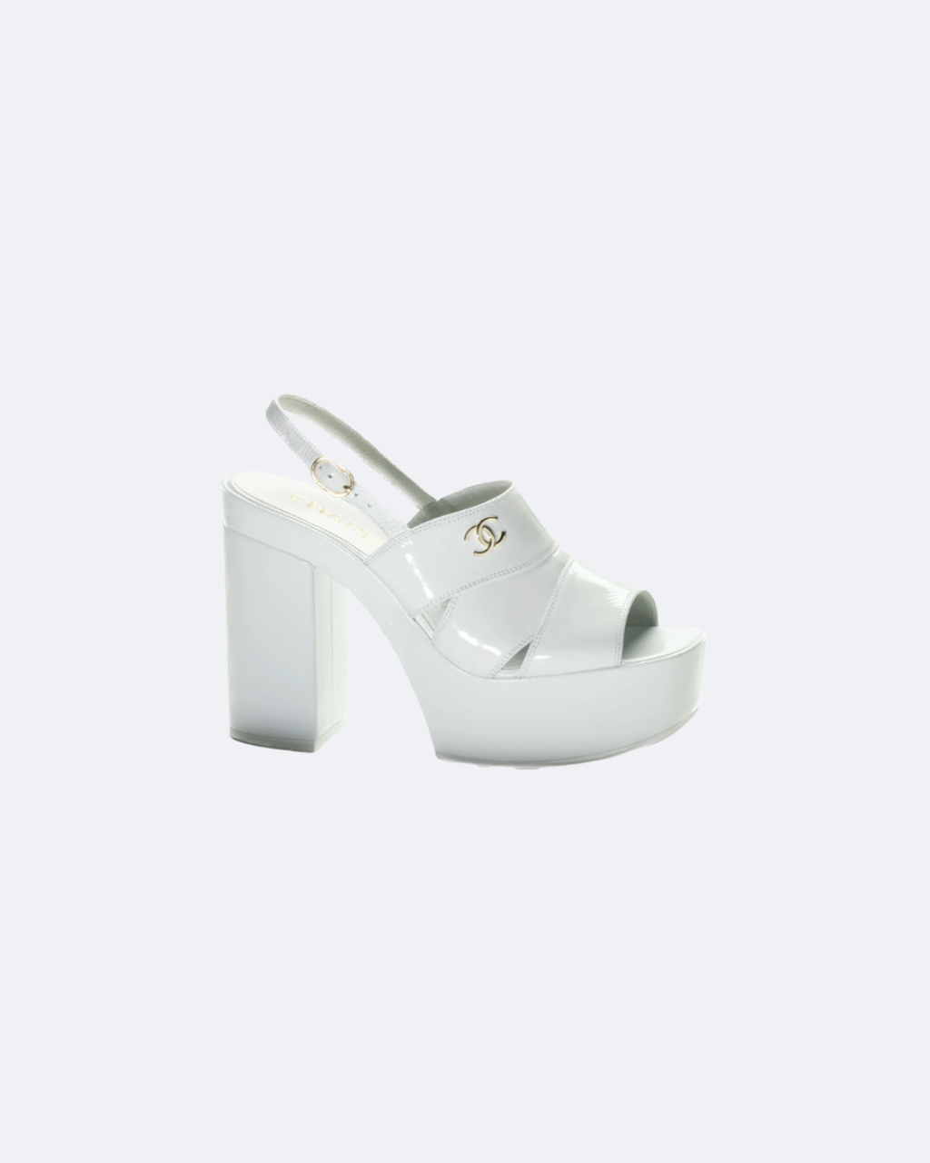 White C Patent Sandals