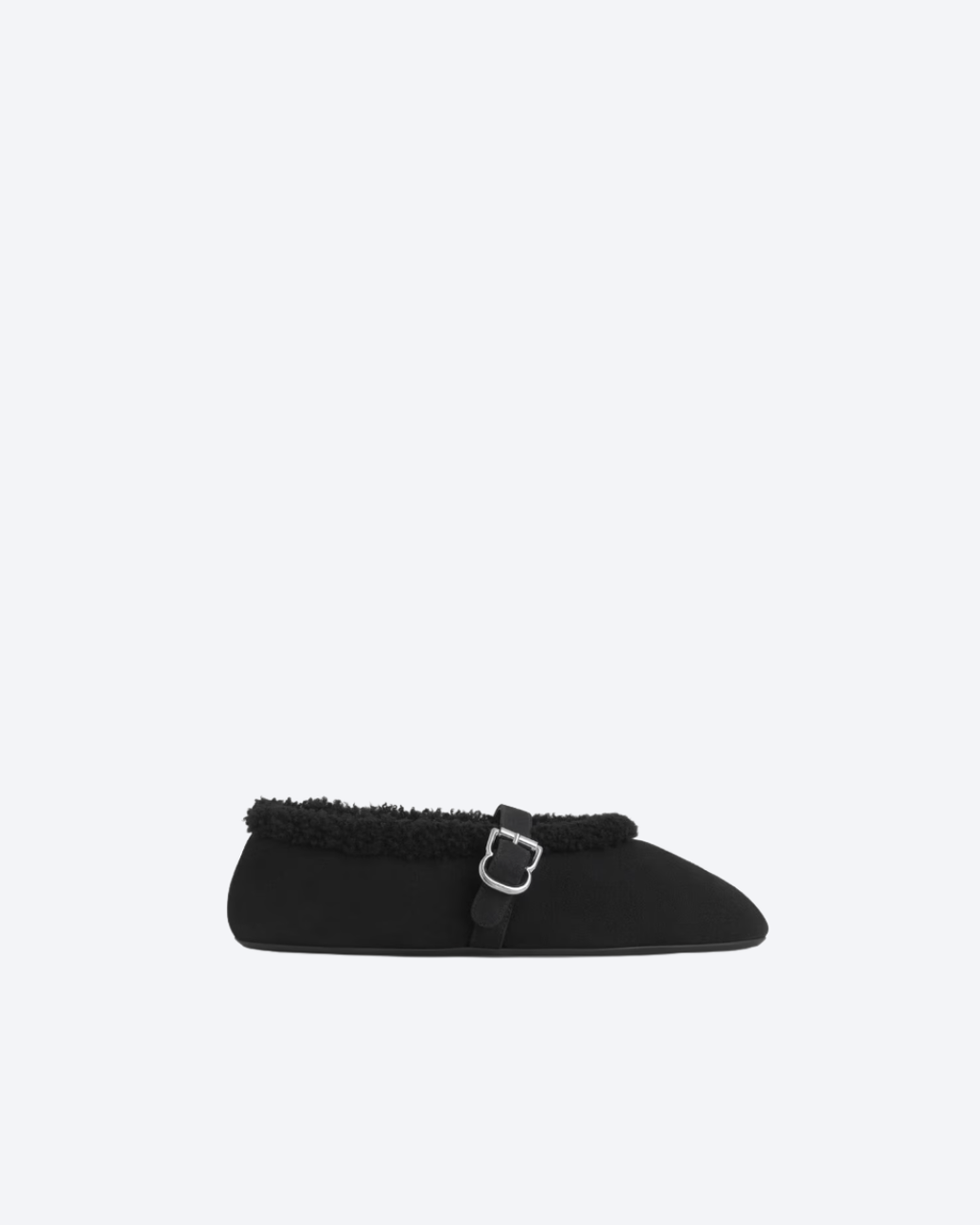 Black Ballet Flats In Merino Shearling
