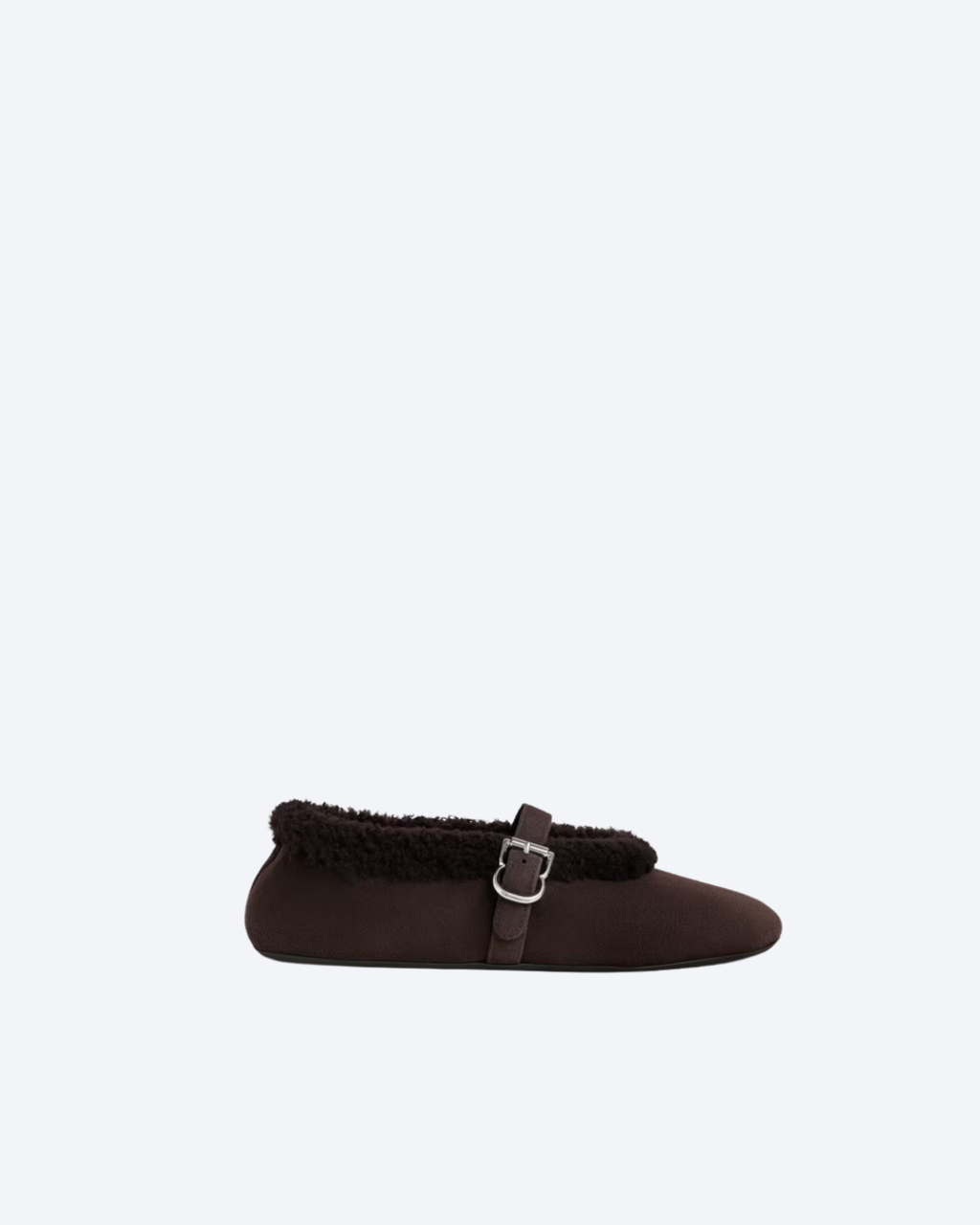 Chestnut Ballet Flats In Merino Shearling