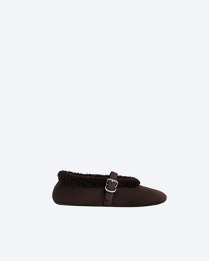 Chestnut Ballet Flats In Merino Shearling
